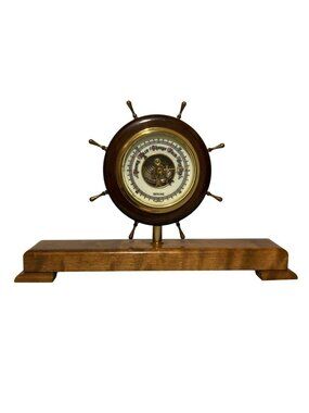 Vintage Skyline Western Germany Nautical Barometer With Ship Wheel Design